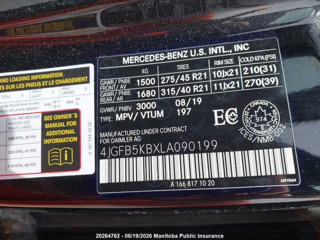 Aukcja sprzedaży 2020 Mercedes Benz Gle450, vin: 4JGFB5KBXLA090199, numer aukcji: 20264762