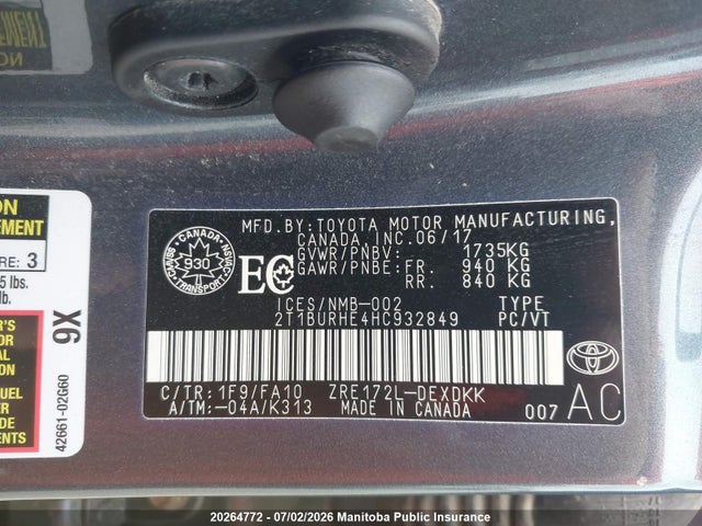 Toyota COROLLA LE 2017 2T1BURHE4HC932849 Image 8