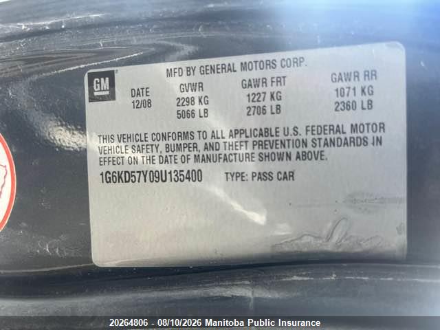 Продаж на аукціоні авто 2009 Cadillac Dts, vin: 1G6KD57Y09U135400, номер лоту: 20264806