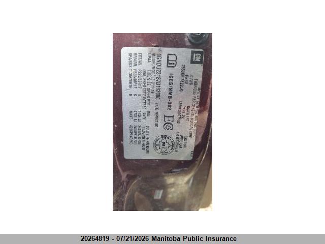 20264819 :رقم المزاد ، 1GNDU23187D182000 vin ، 2007 Chevrolet Uplander Ls مزاد بيع