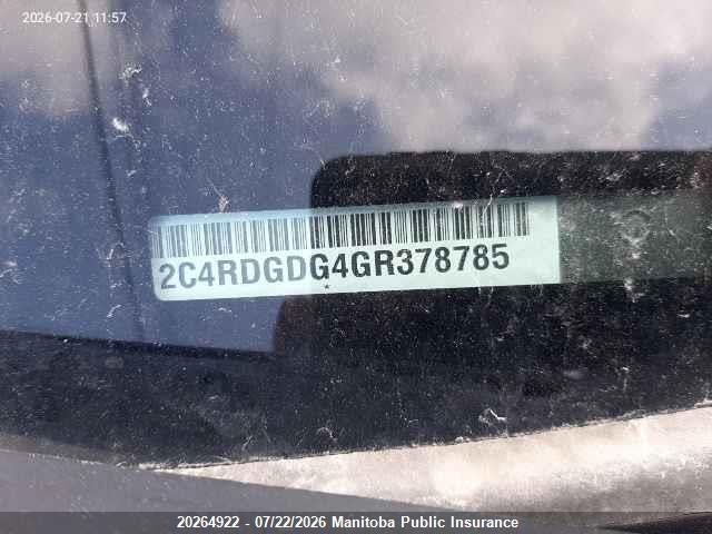 Продаж на аукціоні авто 2016 Dodge Grand Caravan Crew, vin: 2C4RDGDG4GR378785, номер лоту: 20264922