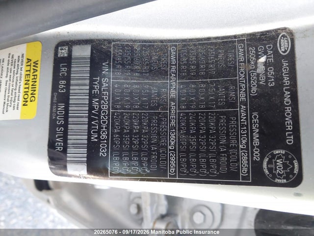 Продаж на аукціоні авто 2013 Land Rover Lr2 Hse, vin: SALFP2BG2DH361032, номер лоту: 20265076