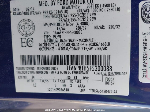 Ford Mustang 2015 1FA6P8TH5F5300088 Image 9