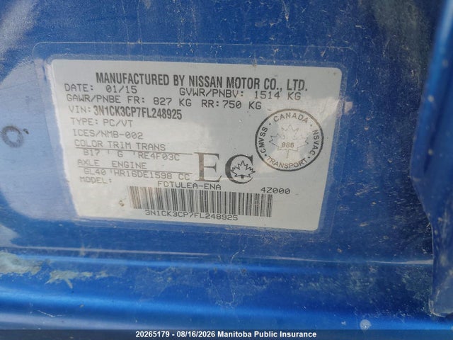 Nissan Micra Sv 2015 3N1CK3CP7FL248925 Image 9