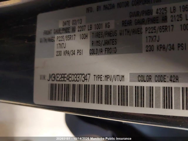 JM3KE2BE4E0337347 Mazda Cx-5 Gx