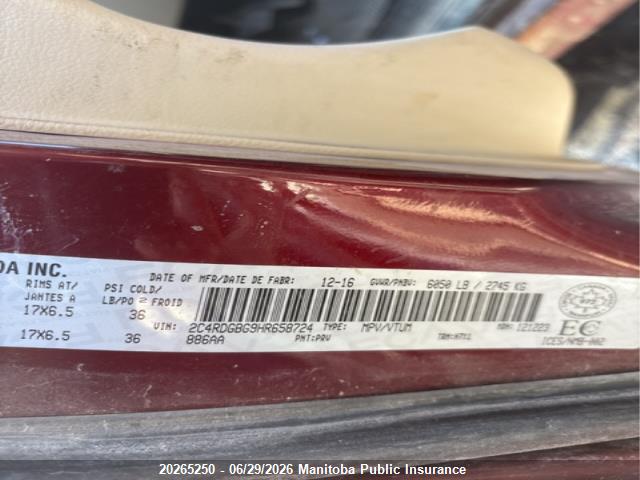 Dodge Grand Caravan Sxt 2017 2C4RDGBG9HR658724 Image 9