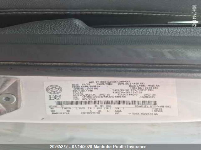 Aukcja sprzedaży 2019 Ford Escape Se, vin: 1FMCU0GD4KUC58846, numer aukcji: 20265272