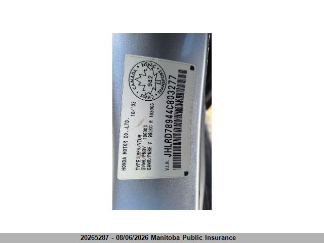 Aukcja sprzedaży 2004 Honda Cr-v Ex-l, vin: JHLRD78944C803277, numer aukcji: 20265287