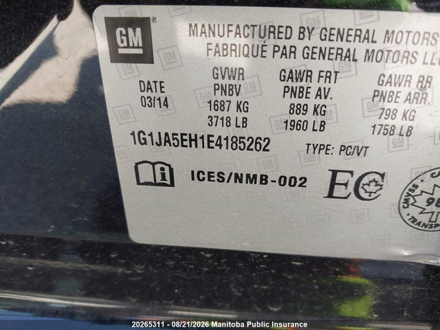 1G1JA5EH1E4185262 Chevrolet SONIC LS