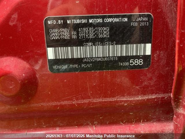Aukcja sprzedaży 2013 Mitsubishi Lancer Se, vin: JA32V2FW4DU607615, numer aukcji: 20265363
