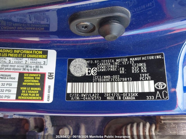 Toyota Corolla S 2014 2T1BURHE7EC079813 Image 8