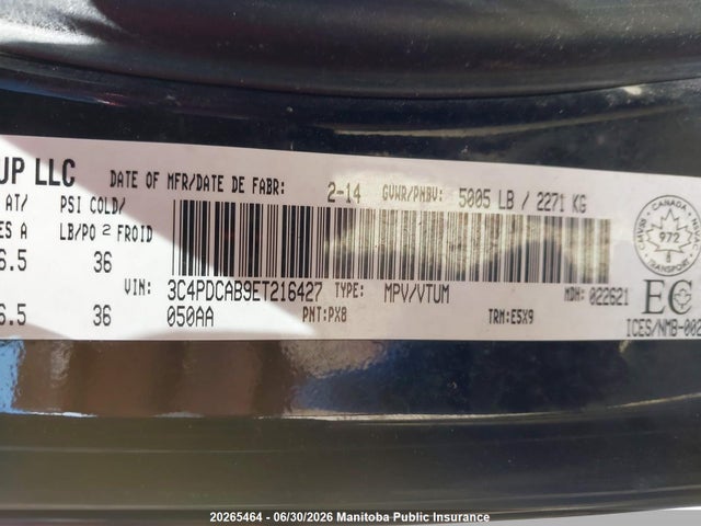Dodge Journey Cvp 2014 3C4PDCAB9ET216427 Image 9
