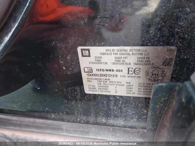 Aukcja sprzedaży 2017 Gmc Acadia Denali, vin: 1GKKNXLSXHZ131318, numer aukcji: 20265465
