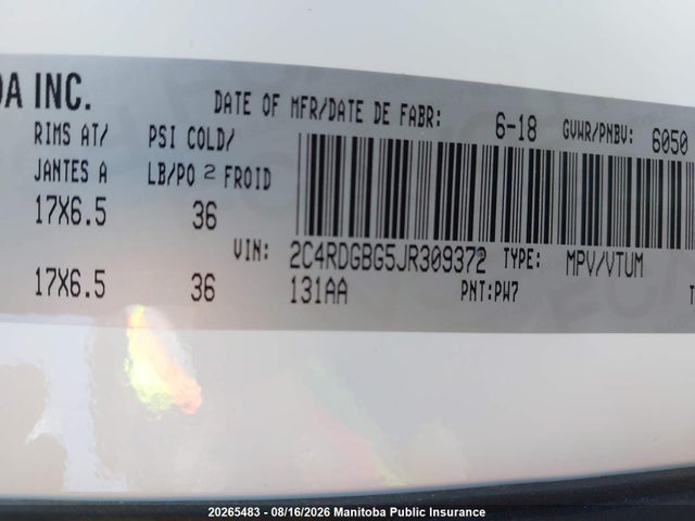 Dodge Grand Caravan Se 2018 2C4RDGBG5JR309372 Image 9