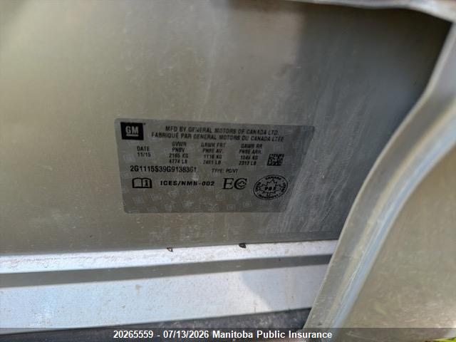 20265559 :رقم المزاد ، 2G1115S39G9138361 vin ، 2016 Chevrolet Impala Lt V6 مزاد بيع