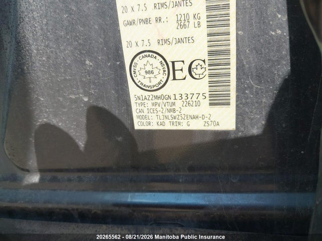 Nissan Murano Platinum 2016 5N1AZ2MH0GN133775 Image 9