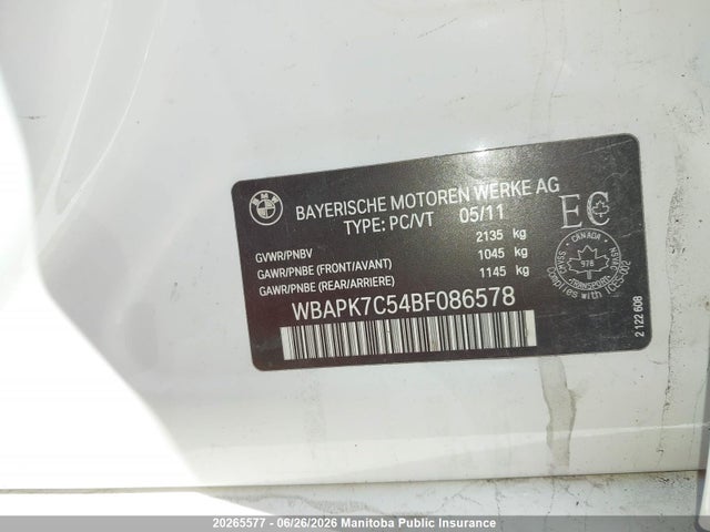 Продажа на аукционе авто 2011 Bmw 328i Xdrive, vin: WBAPK7C54BF086578, номер лота: 20265577