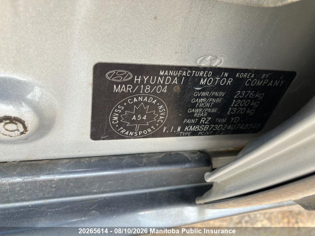 20265614 :رقم المزاد ، KM8SB73D24U748348 vin ، 2004 Hyundai Santa Fe Gls مزاد بيع