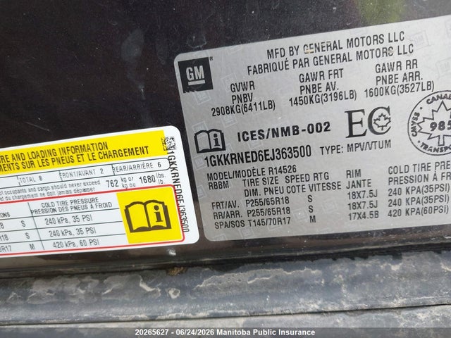 GMC ACADIA SLE 2014 1GKKRNED6EJ363500 Image 8
