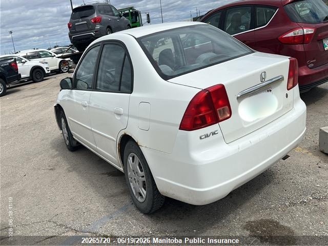 20265720 :رقم المزاد ، 2HGES16641H905650 vin ، 2001 Honda Civic Lx مزاد بيع