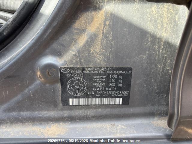 2013 Hyundai Elantra Gl მანქანა იყიდება აუქციონზე, vin: 5NPDH4AE0DH287067, აუქციონის ნომერი: 20265776