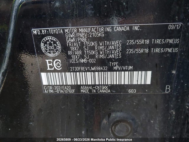 Toyota Rav4 Limited 2018 2T3DFREV1JW698432 Image 9