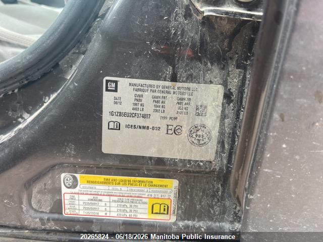 20265824 :رقم المزاد ، 1G1ZB5EU2CF374887 vin ، 2012 Chevrolet Malibu Ls مزاد بيع