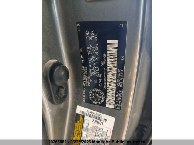 Aukcja sprzedaży 2005 Toyota Sienna Le V6 Le V6, vin: 5TDZA23C05S329517, numer aukcji: 20265882