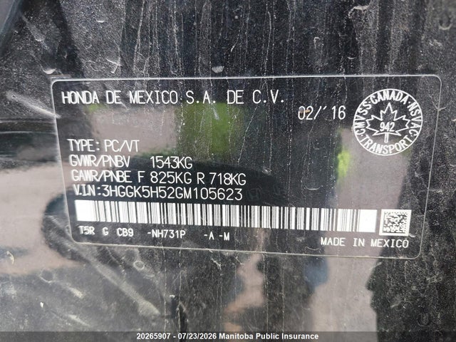 Продаж на аукціоні авто 2016 Honda Fit Lx, vin: 3HGGK5H52GM105623, номер лоту: 20265907
