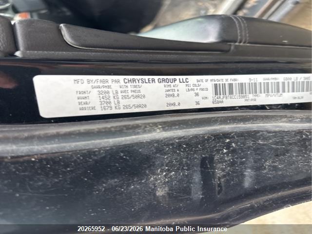20265952 :رقم المزاد ، 1C4RJFBT6CC159851 vin ، 2012 Jeep Grand Cherokee Limited مزاد بيع