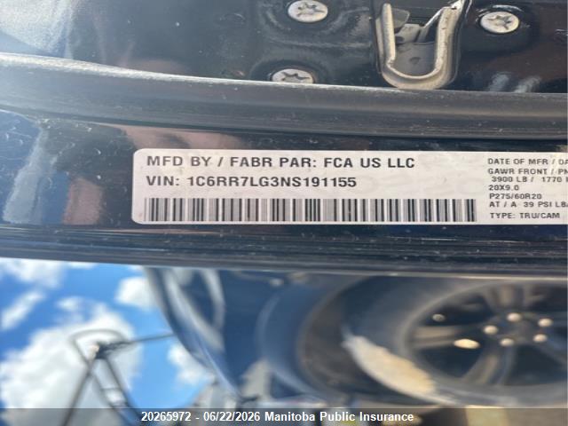1C6RR7LG3NS191155 Dodge Ram 1500 Slt Crew Cab
