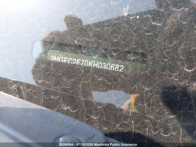 20266064 :رقم المزاد ، 2HGFC2F70KH030682 vin ، 2019 Honda Civic Ex مزاد بيع