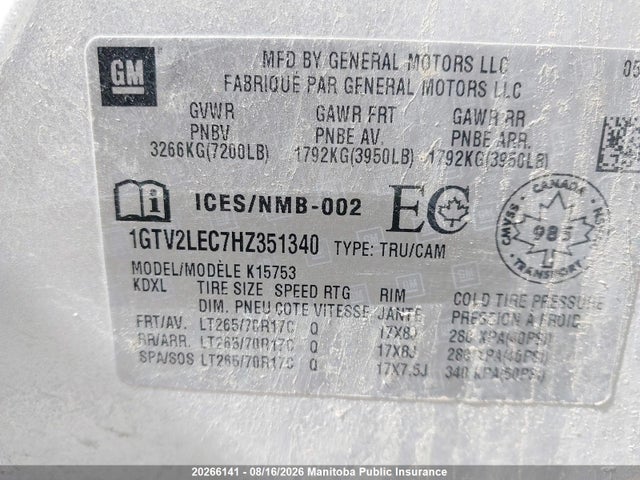 1GTV2LEC7HZ351340 GMC Sierra 1500 Double Cab