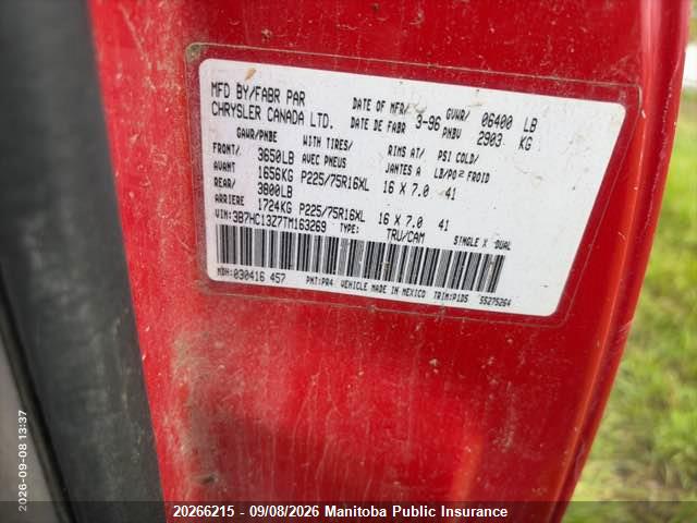 20266215 :رقم المزاد ، 3B7HC13Z7TM163269 vin ، 1996 Dodge Ram 1500 St Club Cab مزاد بيع