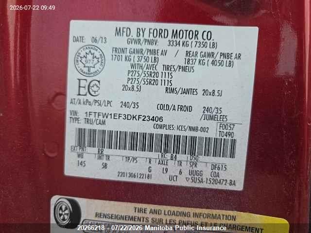 Продаж на аукціоні авто 2013 Ford F150 Fx4 Supercrew, vin: 1FTFW1EF3DKF23406, номер лоту: 20266218