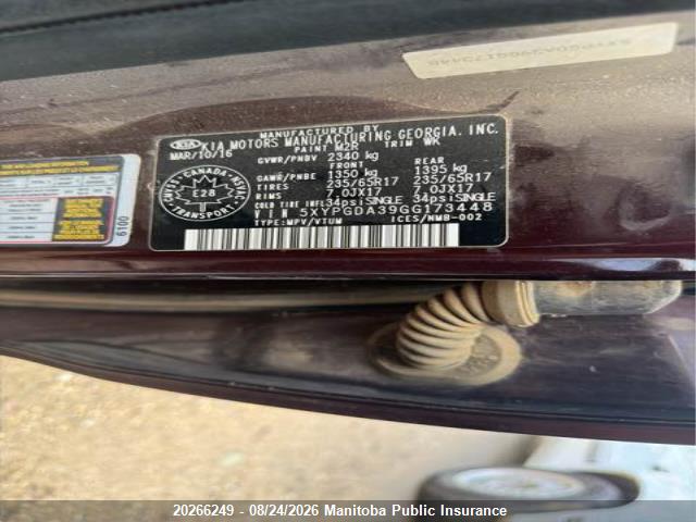 Продаж на аукціоні авто 2016 Kia Sorento Lx, vin: 5XYPGDA39GG173448, номер лоту: 20266249