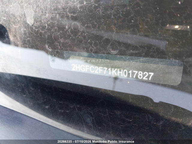 2019 Honda Civic Ex მანქანა იყიდება აუქციონზე, vin: 2HGFC2F71KH017827, აუქციონის ნომერი: 20266335
