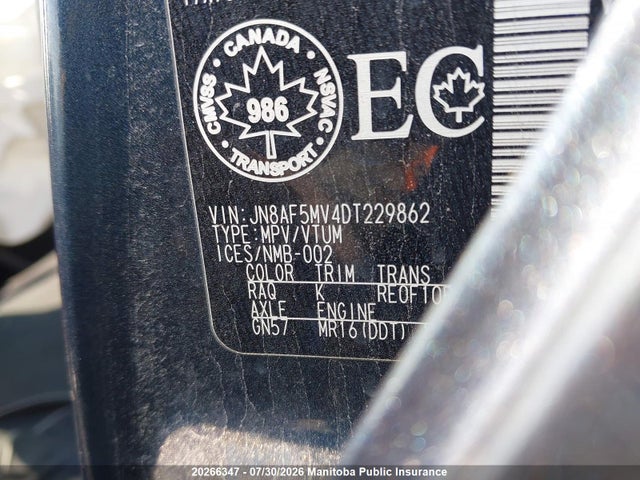 20266347 :رقم المزاد ، JN8AF5MV4DT229862 vin ، 2013 Nissan Juke Sv مزاد بيع