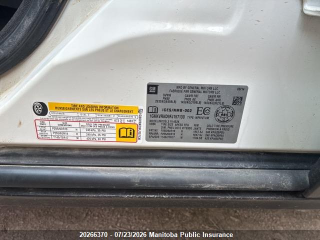 Aukcja sprzedaży 2015 Gmc Acadia Slt, vin: 1GKKVRKD9FJ157130, numer aukcji: 20266370
