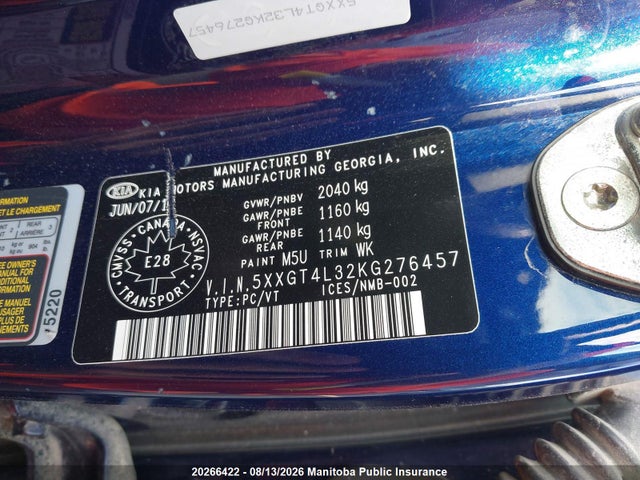 Aukcja sprzedaży 2019 Kia Optima Lx, vin: 5XXGT4L32KG276457, numer aukcji: 20266422