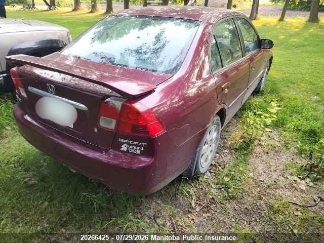 Aukcja sprzedaży 2003 Honda Civic Lx, vin: 2HGES16863H935432, numer aukcji: 20266425