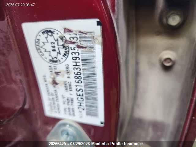 Aukcja sprzedaży 2003 Honda Civic Lx, vin: 2HGES16863H935432, numer aukcji: 20266425