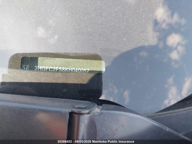 Honda Civic Lx 2019 2HGFC2F58KH040052 Image 8