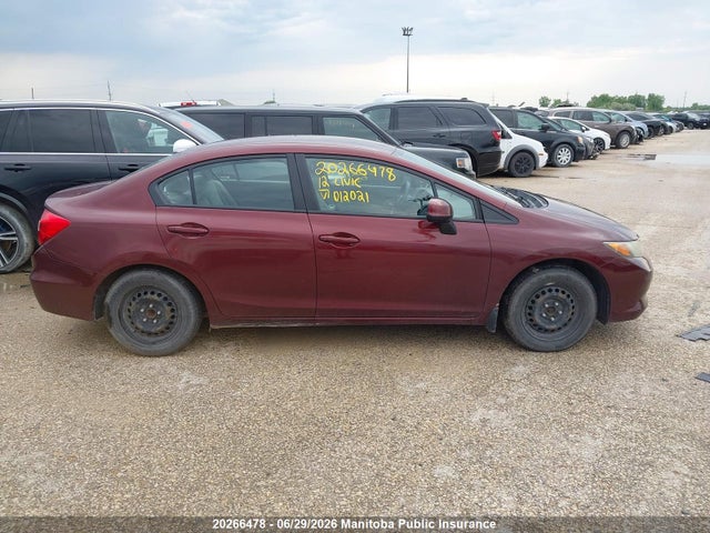 2012 Honda Civic Lx მანქანა იყიდება აუქციონზე, vin: 2HGFB2F46CH012021, აუქციონის ნომერი: 20266478