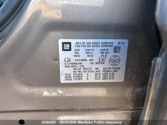 Chevrolet Trax Lt 2021 KL7CJPSB6MB318486 Image 9