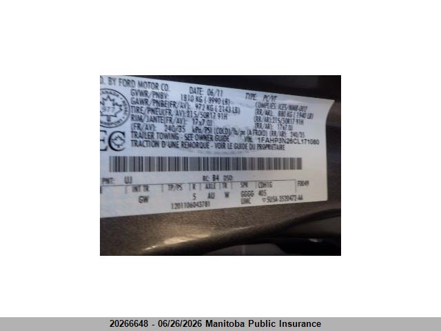 20266648 :رقم المزاد ، 1FAHP3N26CL171080 vin ، 2012 Ford Focus Titanium مزاد بيع