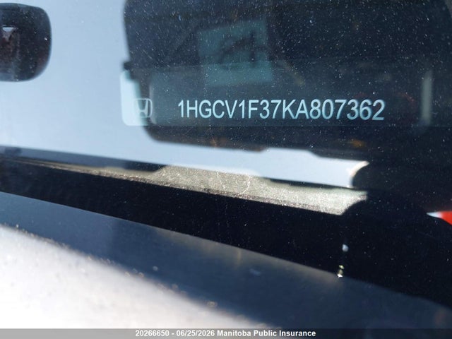 2019 Honda Accord Sport მანქანა იყიდება აუქციონზე, vin: 1HGCV1F37KA807362, აუქციონის ნომერი: 20266650