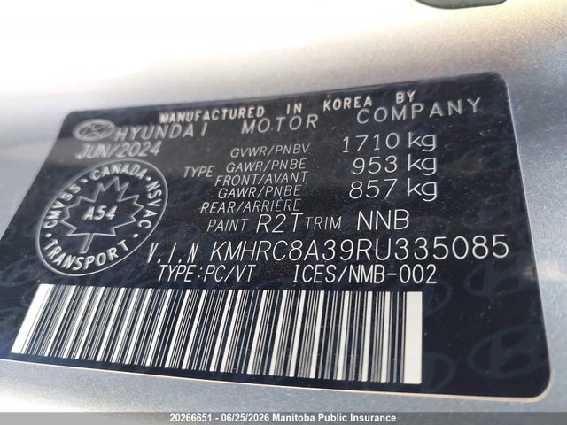 20266651 :رقم المزاد ، KMHRC8A39RU335085 vin ، 2024 Hyundai Venue Preferred مزاد بيع