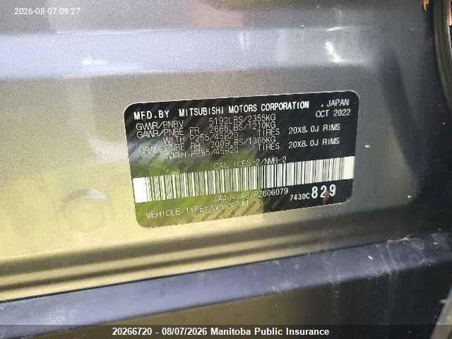 Aukcja sprzedaży 2023 Mitsubishi Outlander Gt, vin: JA4J4VA87PZ606079, numer aukcji: 20266720