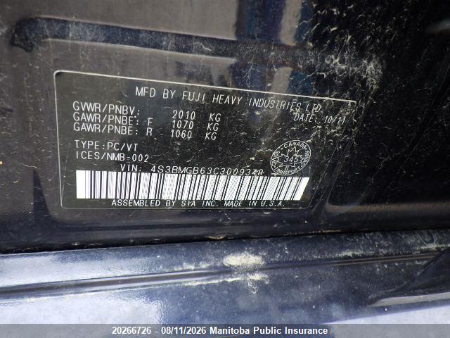 20266726 :رقم المزاد ، 4S3BMGB63C3009348 vin ، 2012 Subaru Legacy 2.5i مزاد بيع